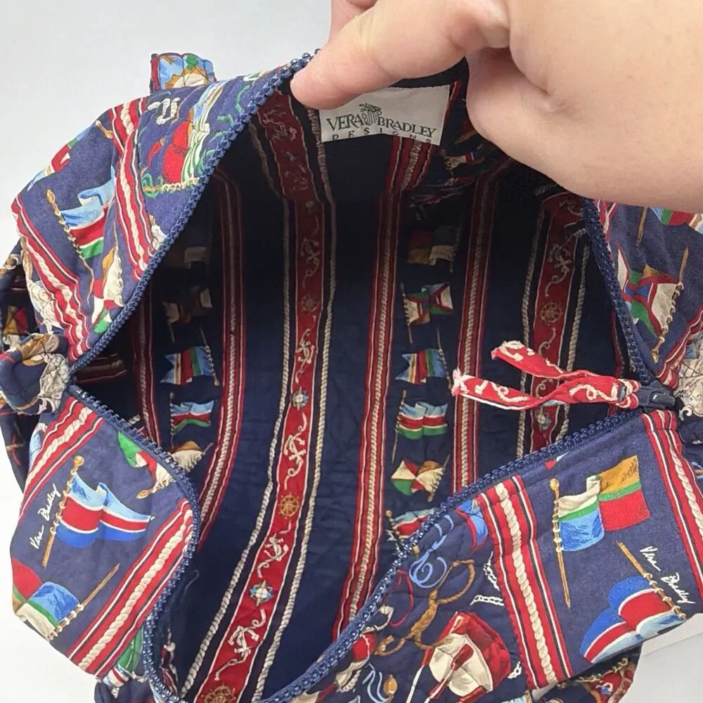 Vera Bradley Regatta 1994 Vintage Navy Duffel Travel Bag Retired - Picture 13 of 16